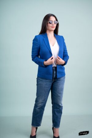 Sapphire Majesty Linen Blazer
