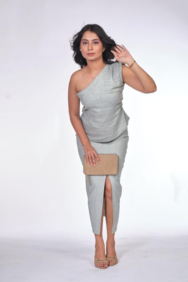 Pearl-Embellished Linen Co-ord Set - Image 4