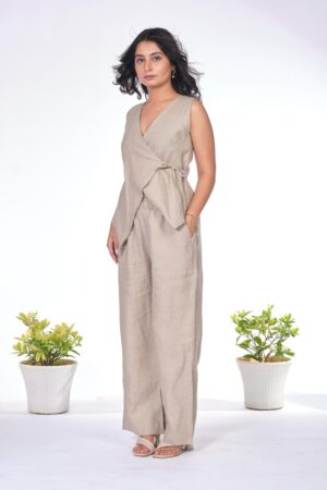 Sand Beige Linen Co-ord Set